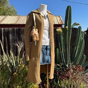 Vintage Tan Knit Long Cardigan